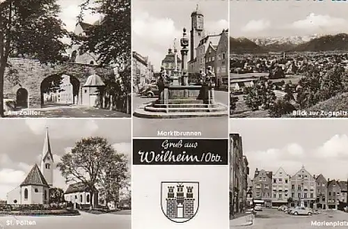 Gruß aus Weilheim Obb Mehrbildkarte gl1961 B1.985