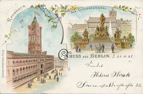 Gruß aus Berlin Rathaus Lutherdenkmal gl1898 100.260