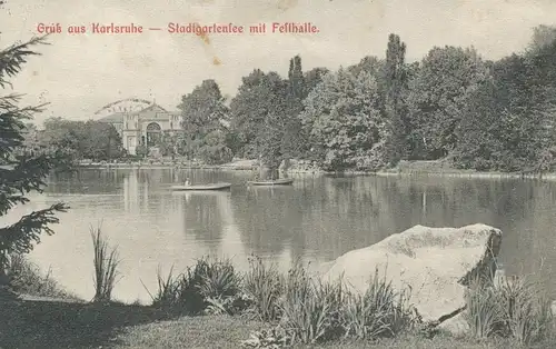 Karlsruhe Stadtgartensee mit Festhalle gl1914 101.407