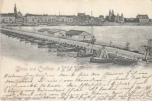 Gruß aus Coblenz/Rh. Schiffbrücke gl1898 49.503