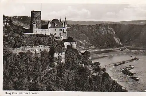 Burg Katz mit der Loreley gl1950 B1.868