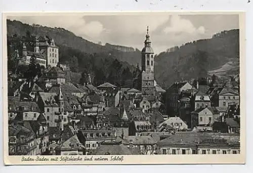 Baden-Baden mit Stiftskirche und Schloss gl1953 42.553