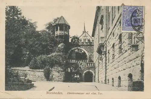 Wiesbaden Heidenmauer mit röm. Tor ngl 101.035