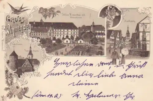 Winnenden Litho Schloss Marktplatz gl1898 66.850