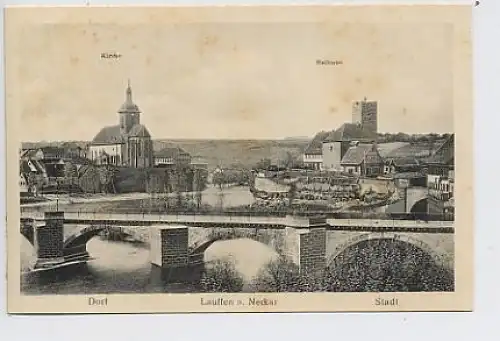 Lauffen a.N. Panorama mit Brücke ngl 51.583