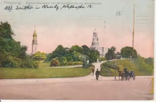 Hamburg Bismarckdenkmal Michaeliskirche gl1909 98.194