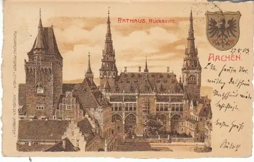 Aachen Rathaus Rückseite Wappen Bütten gl1903 23.938