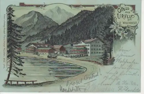 Urfeld Walchensee Litho Gesamtpanorama gl1900 77.635