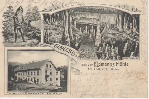 Hasel Erdmanns-Höhle Litho Gasthaus gl1906 81.818