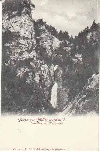 Gruss von Mittenwald Lainthal Wasserfall ngl 23.069