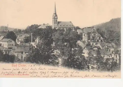 Bad Elster Stadtpanorama mit Kirche gl1905 81.042