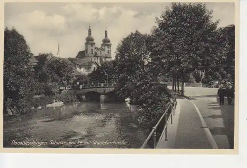 Donaueschingen Schützenbrücke Stadtkirche gl1942 76.976