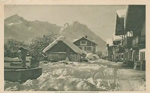 Garmisch Frühlingstraße bei Schnee glca.1920 128.073