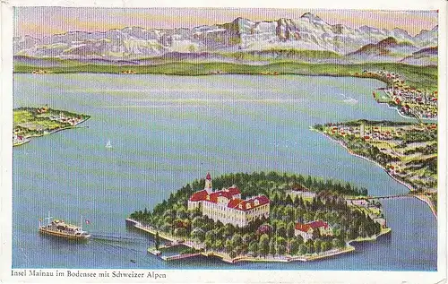 Insel Mainau mit Alpenkette gl1954 49.918