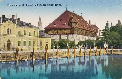 Konstanz Hafen mit Konziliumsgebäude gl1931 101.448