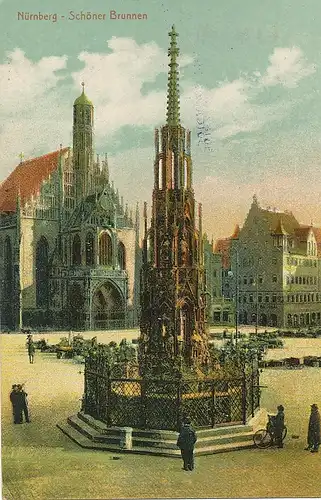 Nürnberg Schöner Brunnen feldpgl1918 124.448