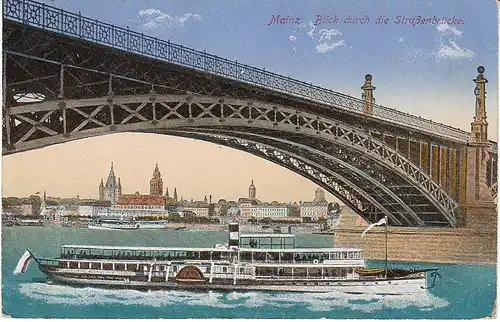 Mainz Dampfer Brücke Stadt ... bahnpgl1916 49.525