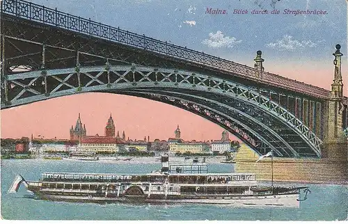 Mainz Blick durch die Straßenbrücke feldpgl1918 49.535