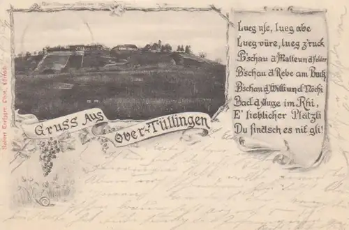 Ober-Tüllingen Litho Panorama Gedicht gl1899 81.817