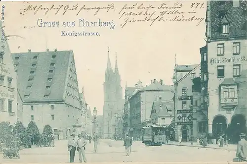 Nürnberg Königstraße mit Lorenzkirche gl1899 124.556