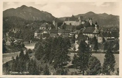 Füssen Stadtkern m. Lech gl1939 109.327