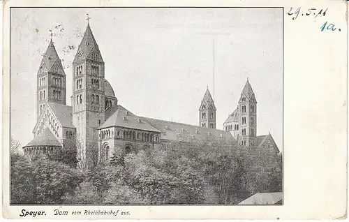 Speyer a.Rhein Dom vom Rheinbahnhof aus gl1911 49.990