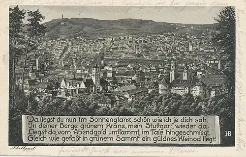 Stuttgart Gesamtansicht Gedicht gl1930 101.293