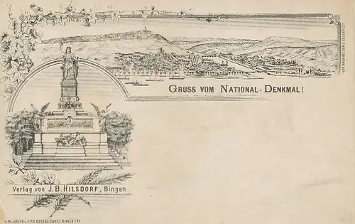 Bingen am Rhein Litho Total Nationaldenkmal ngl 130.921