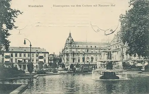 Wiesbaden Blumengarten vor dem Kurhaus gl1909 101.044