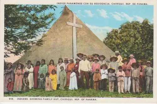 Panama Indians Showing family hut Chiriqui ngl 78.025