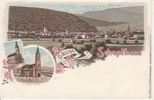 Schopfheim Litho Kirchen Panorama ngl 81.781