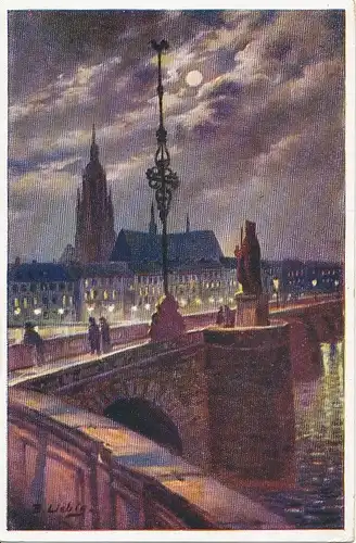 Frankfurt a.M. Abendstimmung Mainbrücke ngl 131.857