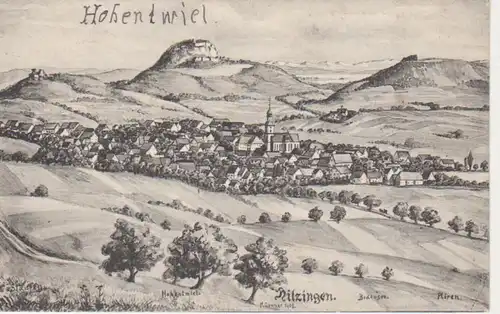 Hilzingen Panorama mit Hohentwiel gl1910 82.747