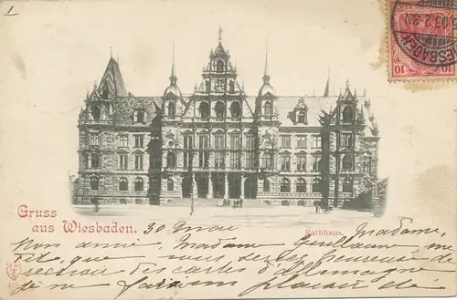 Gruß aus Wiesbaden Rathaus gl1913 101.033