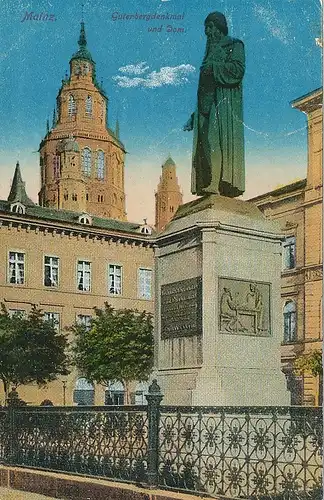 Mainz Gutenbergdenkmal und Dom feldpgl1916 101.122