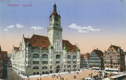 Stuttgart Marktplatz mit Rathaus gl1915 103.028