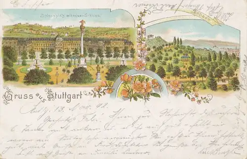 Stuttgart Litho Bopser Schloß gl1902 103.054