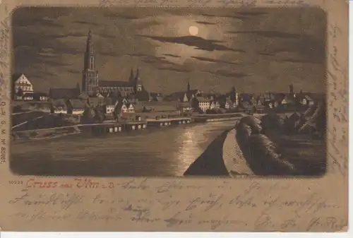 Ulm Stadtpanorama bei Mondschein Donau gl1902 81.559