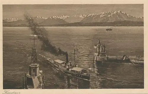 Konstanz Bodensee Schiff und Berge ngl 101.494