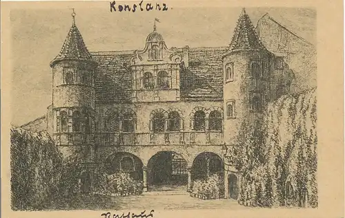 Konstanz Rathaus radiert von J. Marschall ngl 101.512