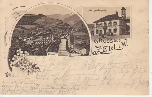 Zell Litho Hotel zum Bahnhof Panorama gl1898 81.805