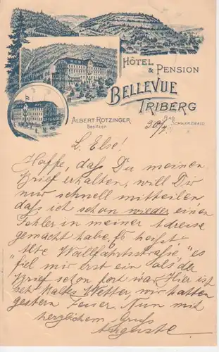 Triberg Litho Hotel Pension Bellevue bahnpgl1898 81.267