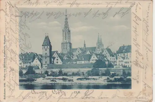 Ulm Häuserpanorama Donaupartie gl1899 81.530