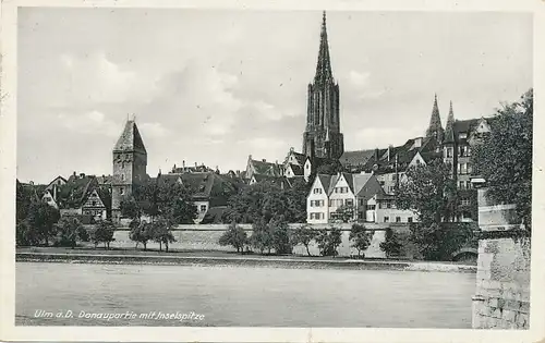 Ulm a. d. Donau Partie mit Inselspitze gl1936 101.590