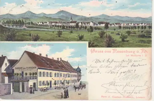 Neuenburg Gasthof zum Hirschen Panorama gl1904 81.854