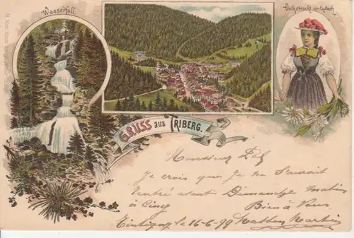 Triberg Litho Panorama Volkstracht Gutach gl1899 81.263