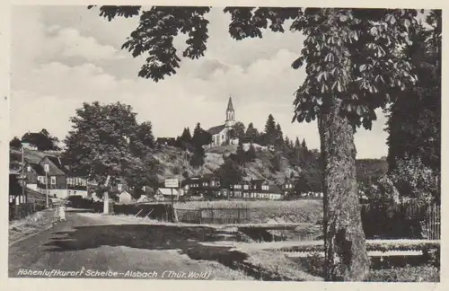 Scheibe-Alsbach Straßenpartie Kirche gl1941 89.862