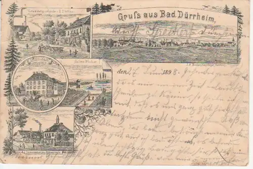 Bad Dürrheim Litho Beamtenhaus Siedhaus gl1898 81.192