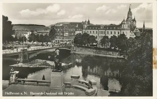 Heilbronn Bismarck-Denkmal mit Brücke gl1937 102.073