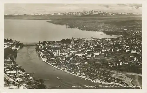 Konstanz Rheinausfluss Schweizer Alpen gl1940 102.138